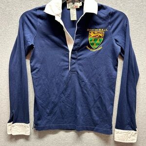 Ralph Lauren Blue and White Kids Rugby Shirt